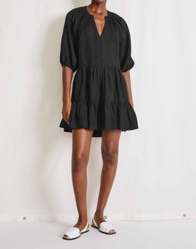 linen mini mitte dress in black