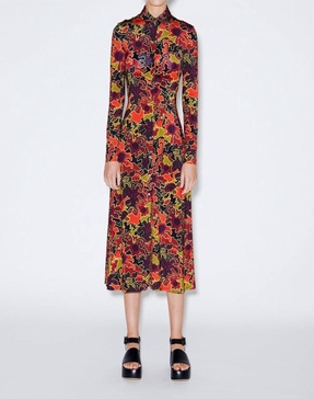 slim shirt dress in mosaic flowers