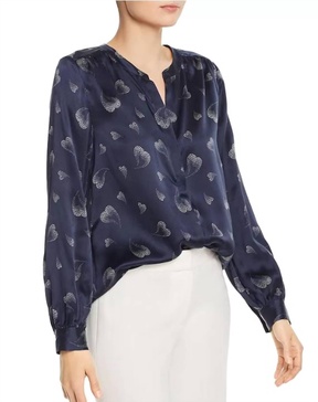 mintee midnight silk blouse in navy blue