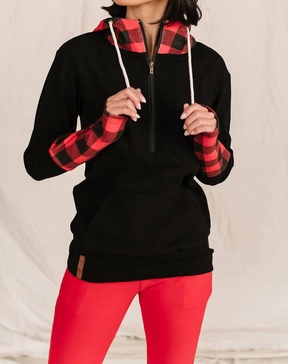 halfzip sweatshirt in checks out red