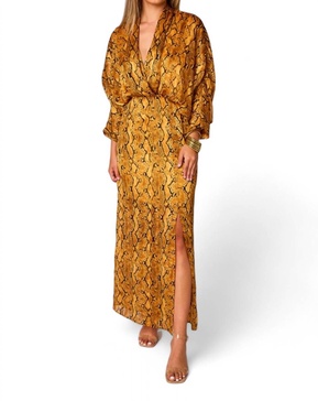 jude long sleeve maxi dress in snake charmer