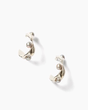 women's olive branch hoop earrings in silver