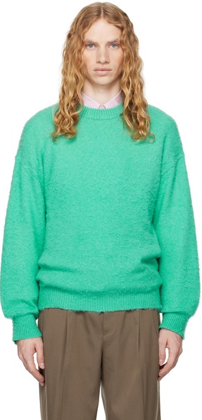 Green Brushed Wool Cashmere Silk Sweater