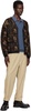 Brown Double Jacquard Botanical Pattern Cardigan