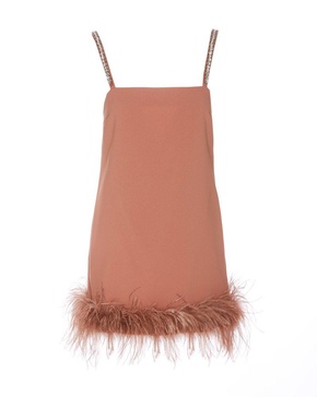 Pinko Crepe Feather Hem Mini Dress