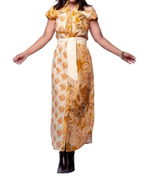 iva maxi dress in gold paisley