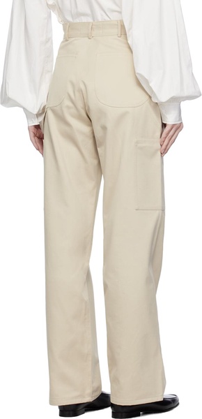 Beige Patch Pocket Trousers