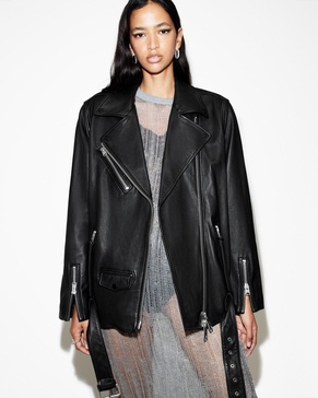 Billie Relaxed Fit Leather Biker Jacket