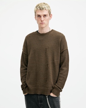 Ektarr Crew Neck Distressed Sweater