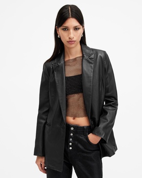 Deri Single Breasted Leather Blazer