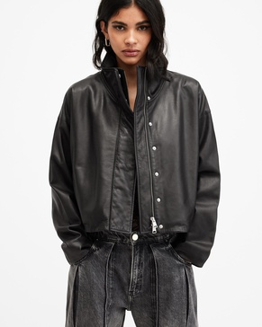 Ryder Funnel Neck Leather Jacket