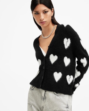 Amora Love Heart Jacquard Brushed Cardigan