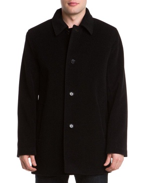 Cole Haan Men's Cashmere Blend Single Breasted Classic Coat With Shirt Collar