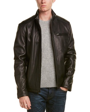 Cole Haan Men's Smooth Leather Moto Jacket