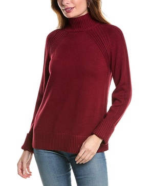 Jones New York Women's Mock Neck Sweater with Rib Detail