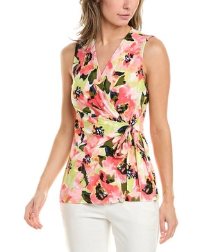 Anne Klein Women's Printed Ity Sleeveless Wrap Top