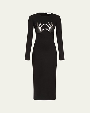 Handprint Body-Con Midi Dress