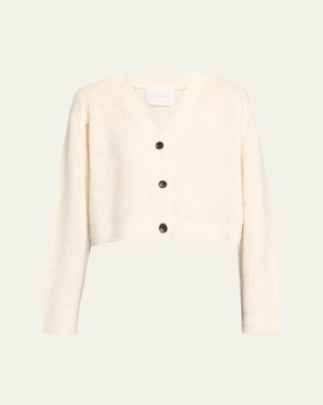 Cape-Sleeve Cashmere Crop Cardigan