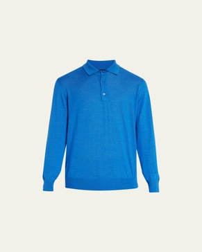 Men's Solid Long-Sleeve Polo Shirt