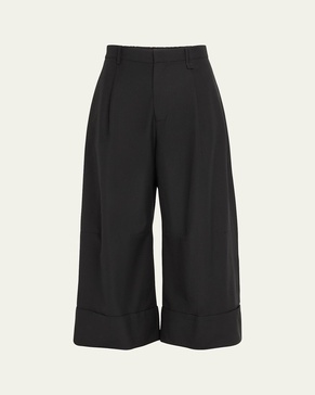 Men's Sculpted Wide-Leg Cuffed Trousers