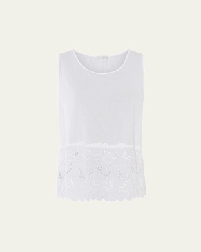 Clara Floral-Embroidered Cotton Tank Top