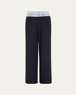 Ophelia Double Waistband Straight-Leg Combo Pants