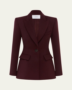 One-Button Fitted Wool Suiting Blazer