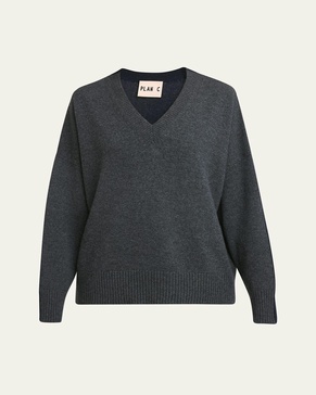 V-Neck Colorblock Cashmere Sweater