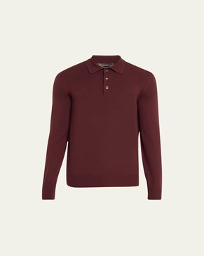 Men's Vicuna Wool Polo Sweater