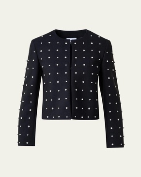 Diamond Studded Stretch Wool Crepe Jacket