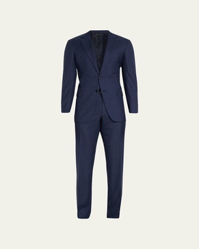 Men's Super 150s Wool-Silk Plaid Suit