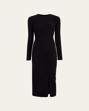 Ruched Long Sleeve Midi Dress