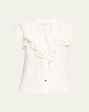 Lettie Ruffle Button-Front Blouse