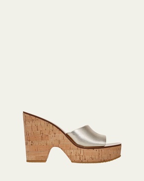 Paulita Metallic Cork Slide Sandals