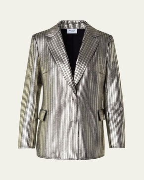 Gold Laminated Corduroy Blazer Jacket