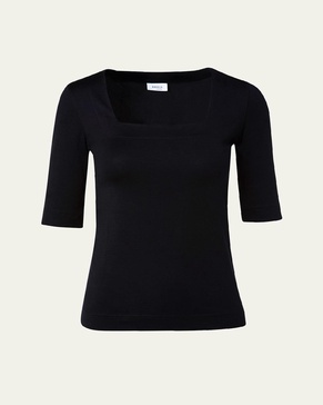 Square-Neck Jersey Top