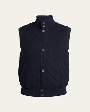 Men's Quilted Cashmere Reversible Vest