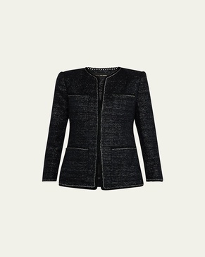 Teigen Chain-Trim Metallic Tweed Jacket