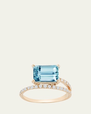 14K Blue Topaz Point of Focus Ring