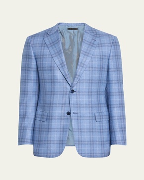 Men's Silk-Cashmere Plaid Sport Coat