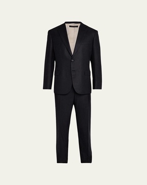 Men's Brun Pinstripe Escorial Wool Suit