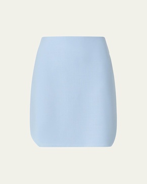 Cotton Short Skirt with Trapezoid Slit Detail