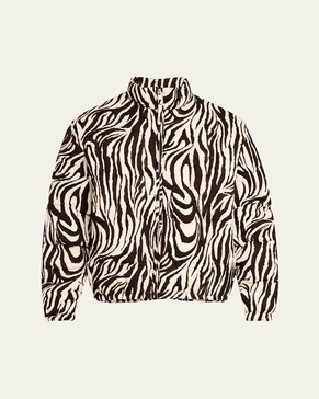 Men's Zebra-Print Quilted Puffer Jacket