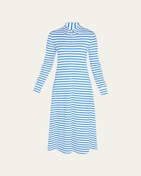 Striped Button-Down Midi Shirtdress