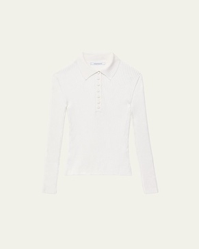 Ribbed Knit Polo Top