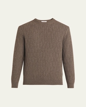 Men's Cable Ribbed Cashmere Sweater