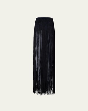 Thin Leather Belt with Long Fringes