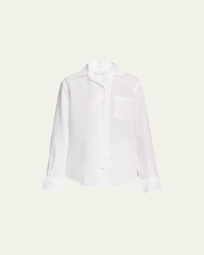 Andre Solaire Button-Front Linen Blouse