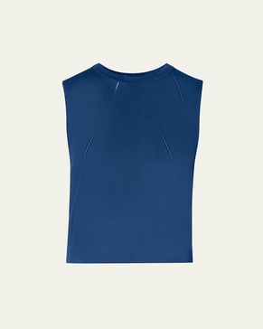 A-Hemstitch Sleeveless Cotton Knit Top