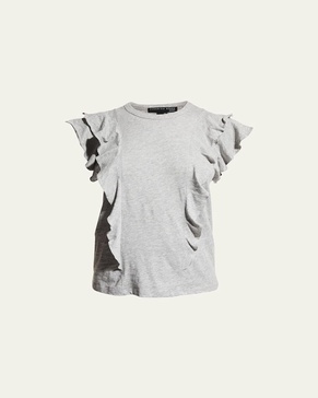 Bea Short-Sleeve Crewneck Ruffle Tee